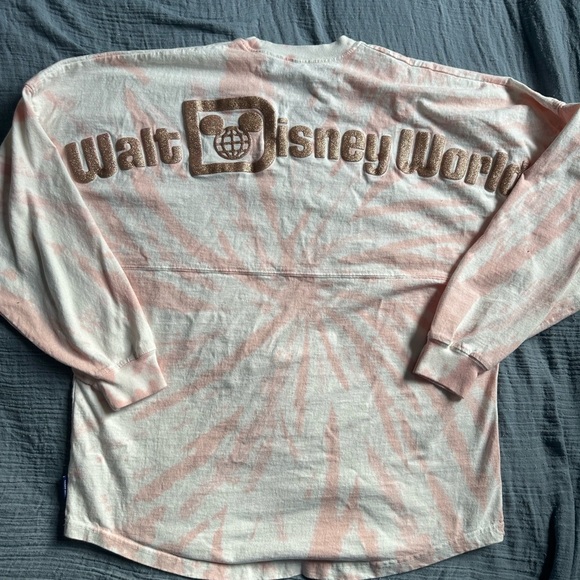 Disney Tops - Pink Tie-Dye Disney World Spirit Jersey w/ rose gold puff ink lettering Small